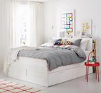 IKEA Brimnes bed met hoofdbord 180x200, Huis en Inrichting, Slaapkamer | Bedden, Ophalen, Wit, Tweepersoons, Zo goed als nieuw