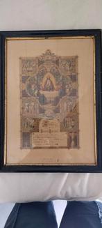 Eerste communie prent 1902 in houten lijst, Antiek en Kunst, Ophalen of Verzenden