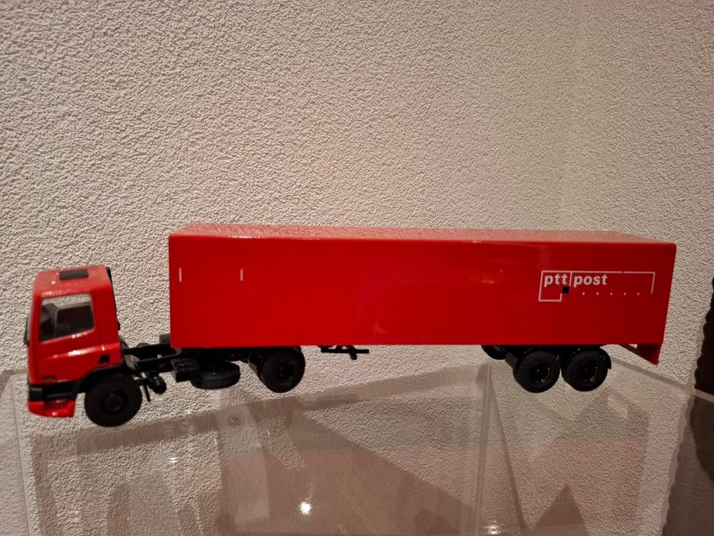 Mooie PTT Post DAF 75 truck met oplegger, Hobby en Vrije tijd, Modelbouw | Auto's en Voertuigen, Overige merken, Gebruikt, 1:50 of kleiner