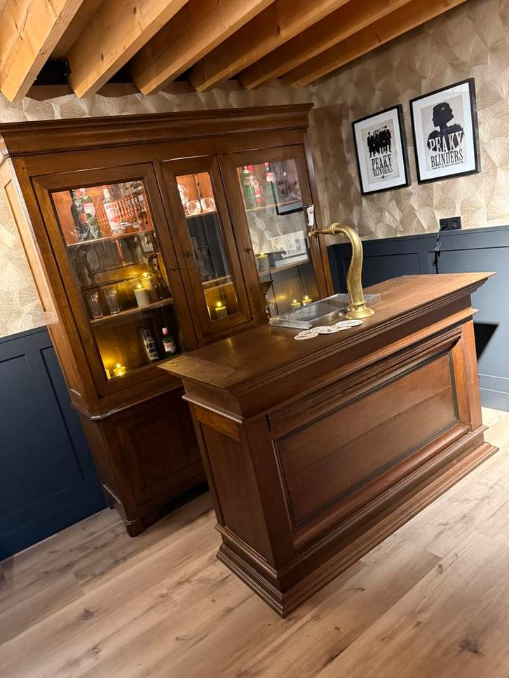 Antieke bar set bruin cafe kroeg toog man cave eiken massief, Huis en Inrichting, Barren, Zo goed als nieuw, Ophalen of Verzenden