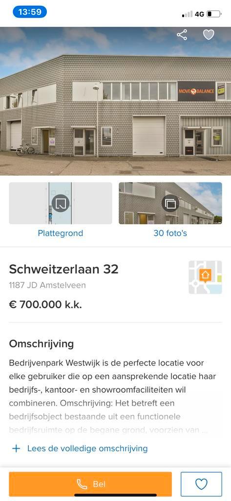 Te koop grote bedrijfsruimte met kantoor 385m2 te Amstelveen, Zakelijke goederen, Bedrijfs Onroerend goed, Bedrijfsruimte, Koop