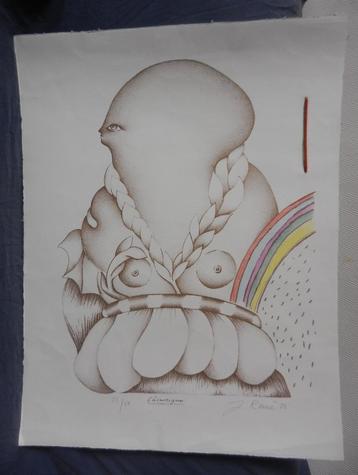 Grote kleurenlitho titel Cäsaresque Jorg Remé 1973 (geb 1941