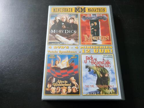 4 DVD Moby Dick, Merlin, Alice in Wonderland, Jack Beanstalk, Cd's en Dvd's, Dvd's | Avontuur, Gebruikt, Vanaf 6 jaar, Ophalen of Verzenden