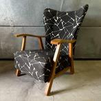 Jaren 50 60 vintage design oorfauteuil originele stoffering, Huis en Inrichting, Fauteuils, Ophalen, Bijenkorf, Gebruikt, Fifties fauteuil
