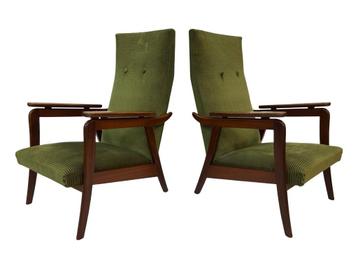 Vintage Fauteuil Set Van Twee Teakhouten Fauteuils Jaren 60 beschikbaar voor biedingen