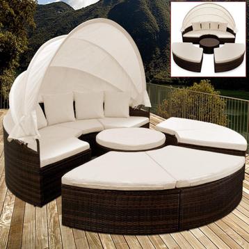 Groot Zonneeiland / loveseat / loungebed.polyrotan. Ø 230m   beschikbaar voor biedingen
