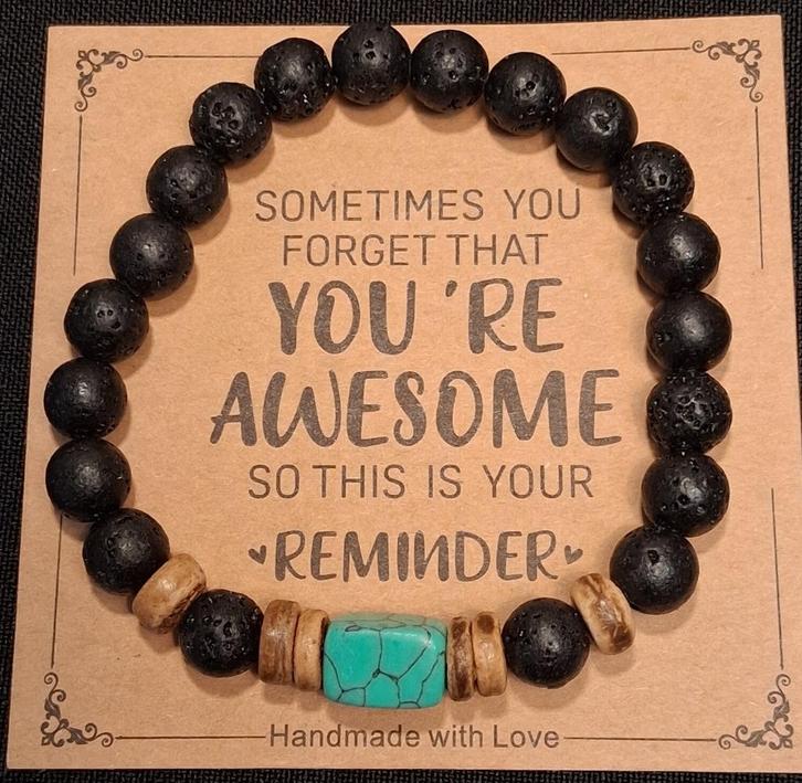 armband Lavasteen met Turquoise, Sieraden, Tassen en Uiterlijk, Armbanden, Nieuw, Overige materialen, Overige kleuren, Met bedels of kralen