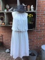 Witte jurk met zwarte stipjes mt. 48, Wit, Maat 46/48 (XL) of groter, Ophalen of Verzenden, Zo goed als nieuw