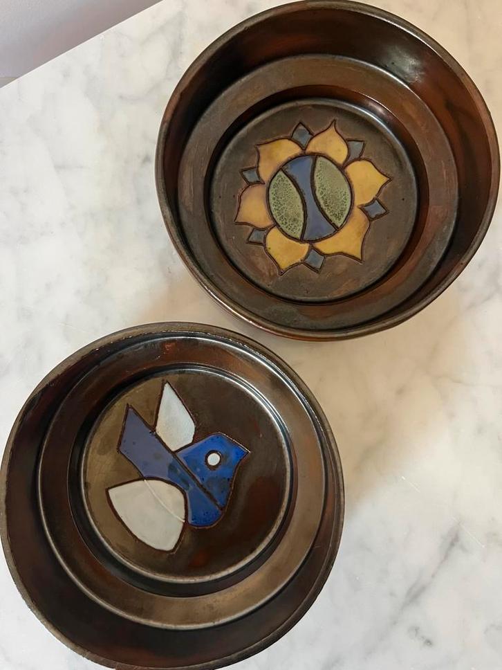 Henk Potters schaaltjes - vogel & zon, Huis en Inrichting, Woonaccessoires | Schalen en Manden, Gebruikt, Schaal, Rond, Porselein of Keramiek