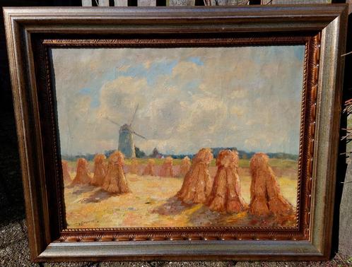 Herman BROECKAERT (1878-1930) Landschap met korenschoven, Antiek en Kunst, Kunst | Schilderijen | Klassiek, Ophalen of Verzenden