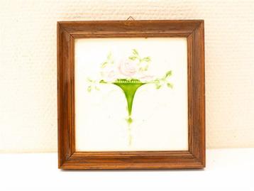 Wandtegel in houten lijstje 33471