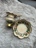 Vintage Messing Set emaille beschilderd: Kannetje & Bord, Ophalen of Verzenden