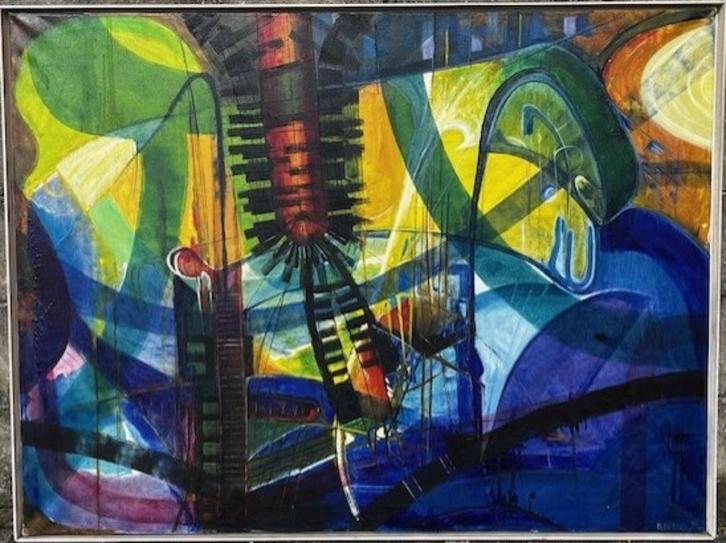 Schilderij Ben Hoezen Uit Nederhemert 1990, Antiek en Kunst, Kunst | Schilderijen | Abstract, Ophalen of Verzenden