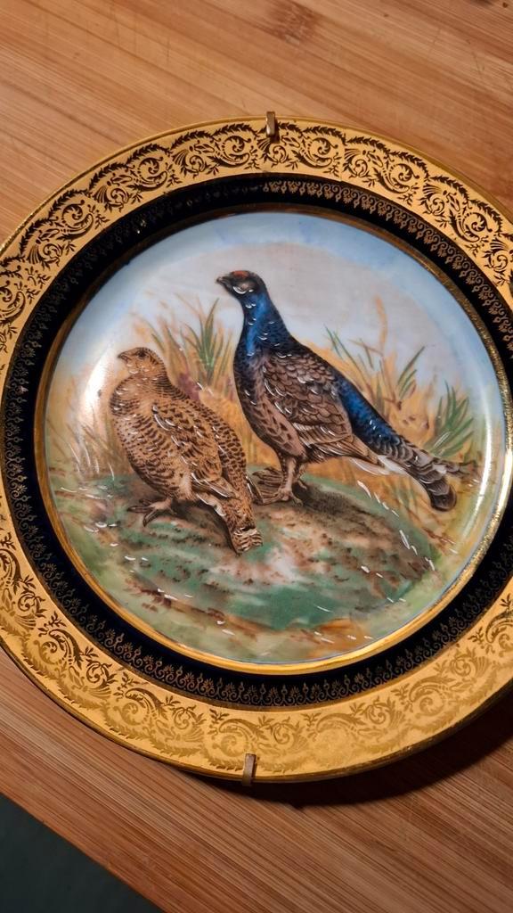 Oude Limoges Sierbordmet Fazanten, Antiek en Kunst, Antiek | Wandborden en Tegels, Ophalen
