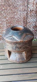 TRADITIONELE GROTE HOUTEN MORTAR ( VIJZEL)  19E EEUW 27 CM, Antiek en Kunst, Kunst | Niet-Westerse kunst, Ophalen of Verzenden