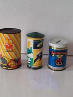 Drie oude blikken vintage reclame spaarpotten, Verzamelen, Ophalen of Verzenden, Gebruikt, Overige merken
