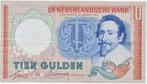 Nederland 10 gulden 1953 Hugo de Groot met verticaal merk