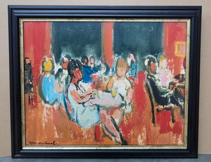 Karel Jan VAN DEN HEUVEL, in het café, Antiek en Kunst, Kunst | Schilderijen | Klassiek, Ophalen of Verzenden