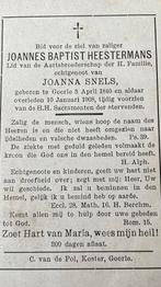 Joannes Baptist Heestermans 1840 Goorle., Ophalen of Verzenden