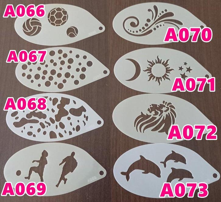 schminksjabloon voetbal elfje eenhoorn kroon dolfijn lama, Hobby en Vrije tijd, Feestartikelen, Nieuw, Schmink, Carnaval, Ophalen of Verzenden