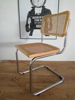 4x Thonet stijl Cesca Breuer buisframe stoel rotan webbing, Gebruikt, Bruin, Vintage Bauhaus Design, Ophalen of Verzenden