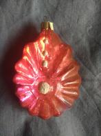 B360 oude Russische kerstbal roze druppel ornament met wit,, Diversen, Kerst, Ophalen of Verzenden, Gebruikt