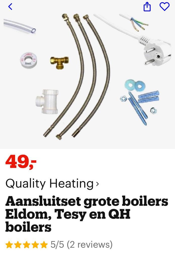 Aansluitset boiler, Doe-het-zelf en Verbouw, Geisers en Boilers, Zo goed als nieuw, Boiler, Minder dan 20 liter, Minder dan 3 jaar oud