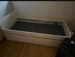 Ikea SLÄKT Bedframe met onderbed en opberger, Ophalen, 90 cm, Eenpersoons, Wit