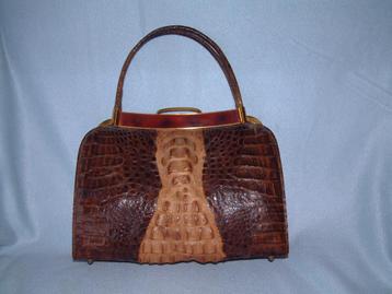 Bijzondere prachtige gave oude echt leren tas ca 1950 beschikbaar voor biedingen