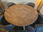 Ronde eettafel oud hout 4 tot 6 personen, Ophalen, Rond, 100 tot 150 cm, 100 tot 150 cm