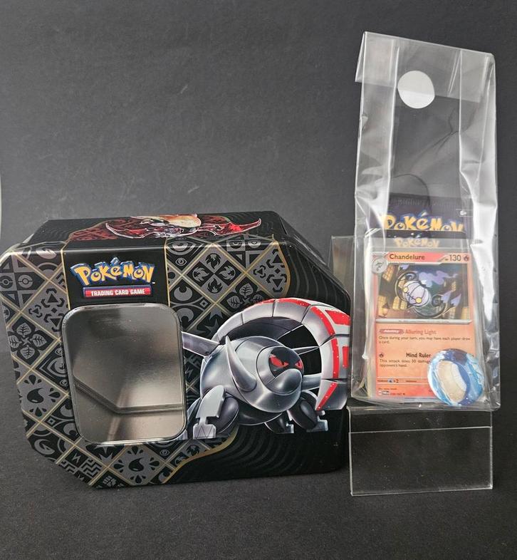 Pokémonpakket met blik, Hobby en Vrije tijd, Verzamelkaartspellen | Pokémon, Zo goed als nieuw, Ophalen of Verzenden