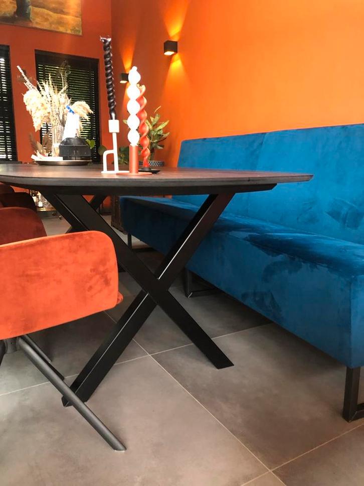 Stalen X poten koker 6x6cm zwart gecoat staal, Huis en Inrichting, Tafels | Eettafels, 50 tot 100 cm, Rechthoekig, Ophalen