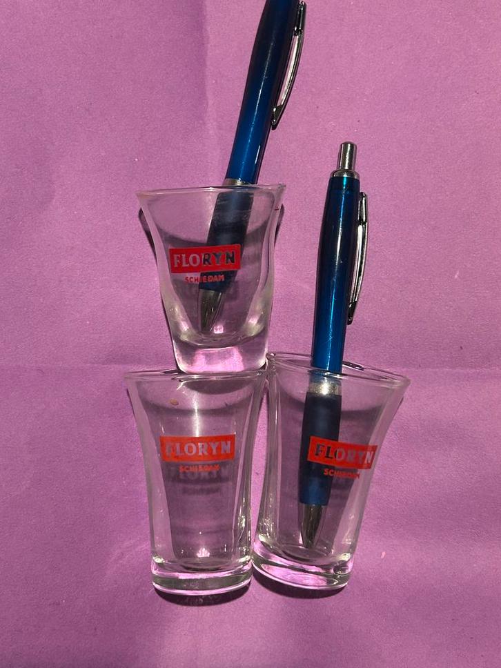 Set van 3 Glaasjes Floryn Schiedam vintage, Verzamelen, Glas en Borrelglaasjes, Gebruikt, Borrel- of Shotglas, Ophalen