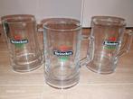 3x 0,5 liter Heineken pul, Ophalen, Zo goed als nieuw, Bierglas