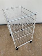 Vintage Lundia / Elfa metalen laderekje op wielen 45-54-72, Ophalen, Gebruikt