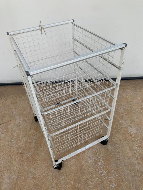 Vintage Lundia / Elfa metalen laderekje op wielen 45-54-72, Huis en Inrichting, Kasten | Stellingkasten, Gebruikt, Ophalen