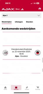 2 tickets Ajax - Excelsior / vak 114 / rij 12, Tickets en Kaartjes, Twee personen