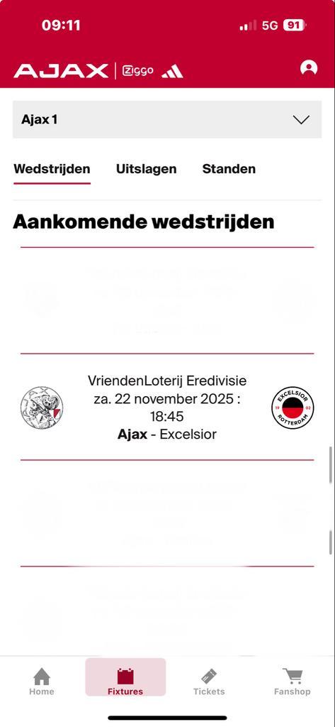 2 tickets Ajax - Excelsior / vak 114 / rij 12, Tickets en Kaartjes, Sport | Voetbal, Twee personen