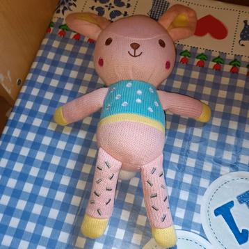 Blokker konijn knuffel roze blauw geel 35 cm  beschikbaar voor biedingen