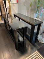 Zwarte side tafels (zowel enkel als dubbel te gebruiken), Huis en Inrichting, Tafels | Sidetables, 25 tot 50 cm, Art deco, Gebruikt