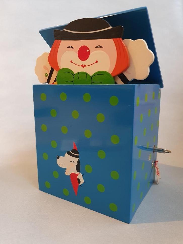 Vintage Sevi kinder muziekdoos met bewegende clown, Antiek en Kunst, Antiek | Speelgoed, Ophalen of Verzenden