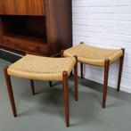 Niels Møller Ottoman Kruk Stool 80a vintage Deens design, Huis en Inrichting, Banken | Voetenbanken en Poefen, Hout, Rechthoekig