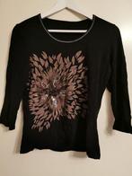 Zwarte Top Shirt Bloem Goud 3/4 mouw M ZGAN  Mooie top., Kleding | Dames, Tops, Maat 38/40 (M), Zwart, Ophalen of Verzenden, Zo goed als nieuw