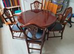 Heldense mahonie eetkamertafel met stoelen, Ophalen, 100 tot 150 cm, Rond, Zo goed als nieuw