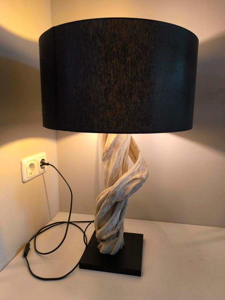 Boomstam/lianen Tafellamp, Huis en Inrichting, Lampen | Vloerlampen, Zo goed als nieuw, Minder dan 100 cm, Hout, Stof, Ophalen of Verzenden