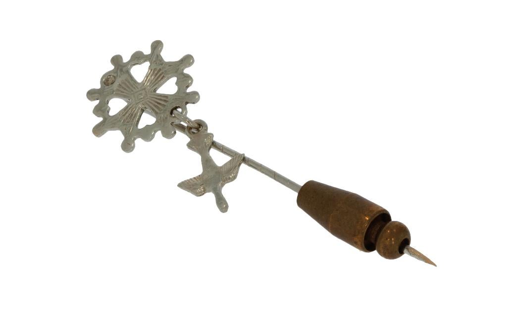 Hugenoten kruis das speld broche 14k goud vintage, 4 tot 7 cm, Voordeelsieraden, Verzenden, Zo goed als nieuw