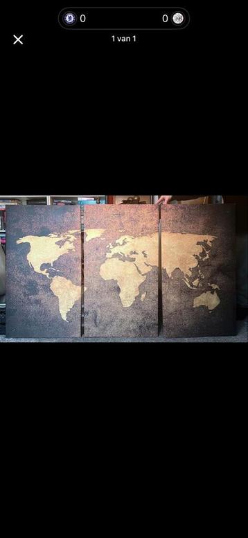 Drieluik Schilderij Wereldkaart beschikbaar voor biedingen