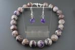 AMETHIST (18 mm) ketting/oorhanger-set, Verzenden, Paars, Nieuw, Met edelsteen