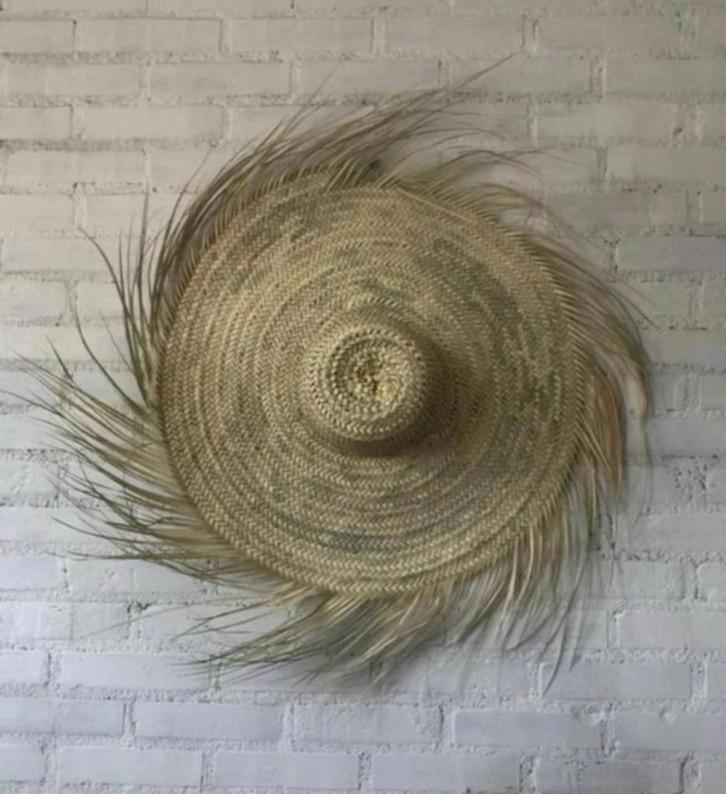Prachtige berber Scandinavische palmblad bohemian Ibiza hoed, Huis en Inrichting, Woonaccessoires | Wanddecoraties, Nieuw, Ophalen of Verzenden
