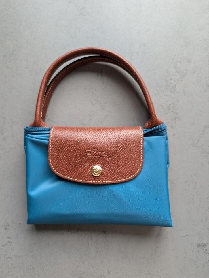 Longchamp Pliage Original M Lichtblauw, Sieraden, Tassen en Uiterlijk, Tassen | Damestassen, Zo goed als nieuw, Handtas, Blauw